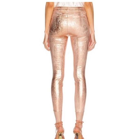 L'AGENCE Jeans Margot High Rise Skinny Gold Foil Skinny Pants 25 NWT - Picture 2 of 11
